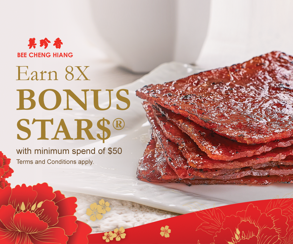 Bee Cheng Hiang 8x Bonus STAR$ with min. spend of $50