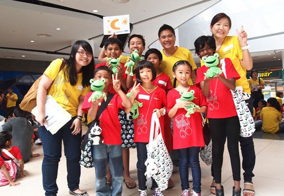 Children beneficiaries and CapitaLand staff learnt about ways to stay safe during a fire, and on an escalator; and how to save energy at Bugis+