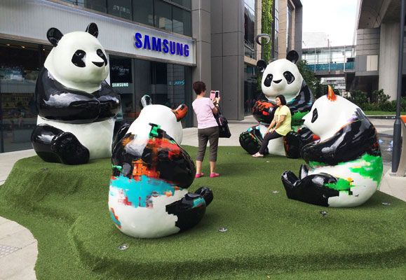 The Westgate Panda Family never fails to attract shoppers and passersby who would stop by to share some photo-worthy moments with the friendly creatures