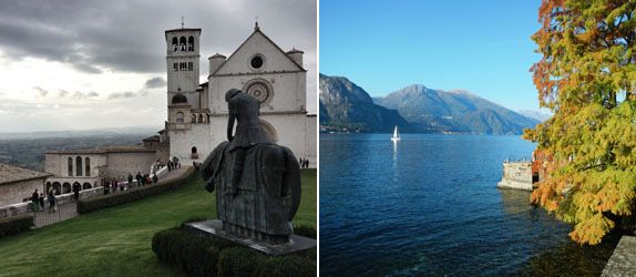 (Left) A shot taken by Mr Wong's daughter of the Basilica of St Francis in Assisi during a family visit; (right) Mr Wong chooses this photo he took while on holiday with his wife at Lake Como 