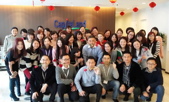 1-2-3....smile! Mr Puah celebrating Lunar New Year & Valentine's Day with his team in Chengdu