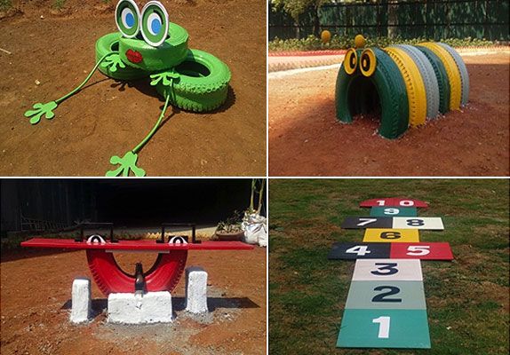 The team at Ascott-managed Beverly Park Residences in Navi Mumbai transformed an empty plot of land into a children's playground through clever upcycling.
