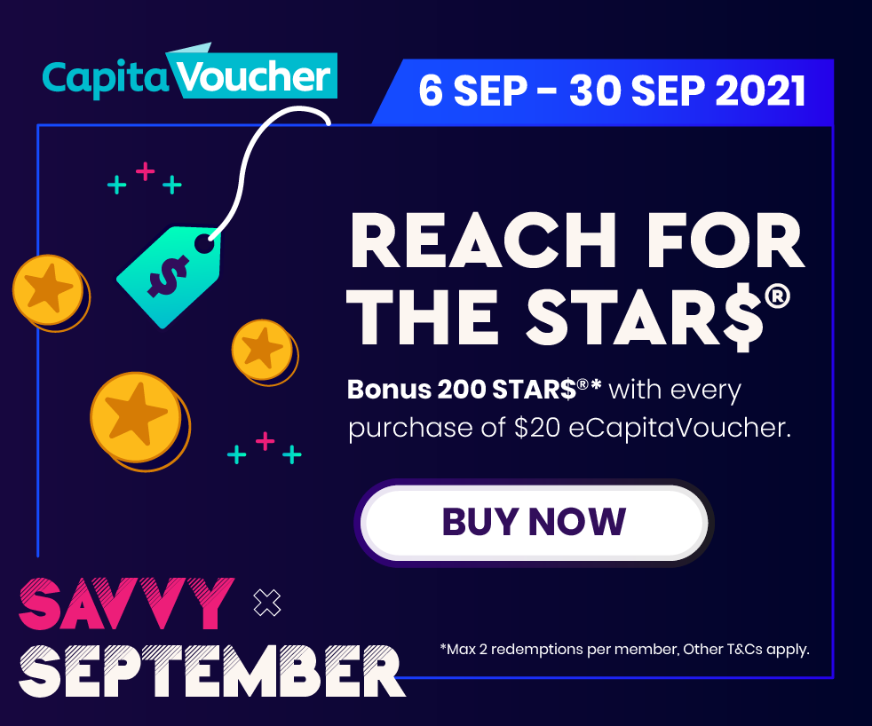 200 STAR$ with every $20 eCapitaVoucher purchased