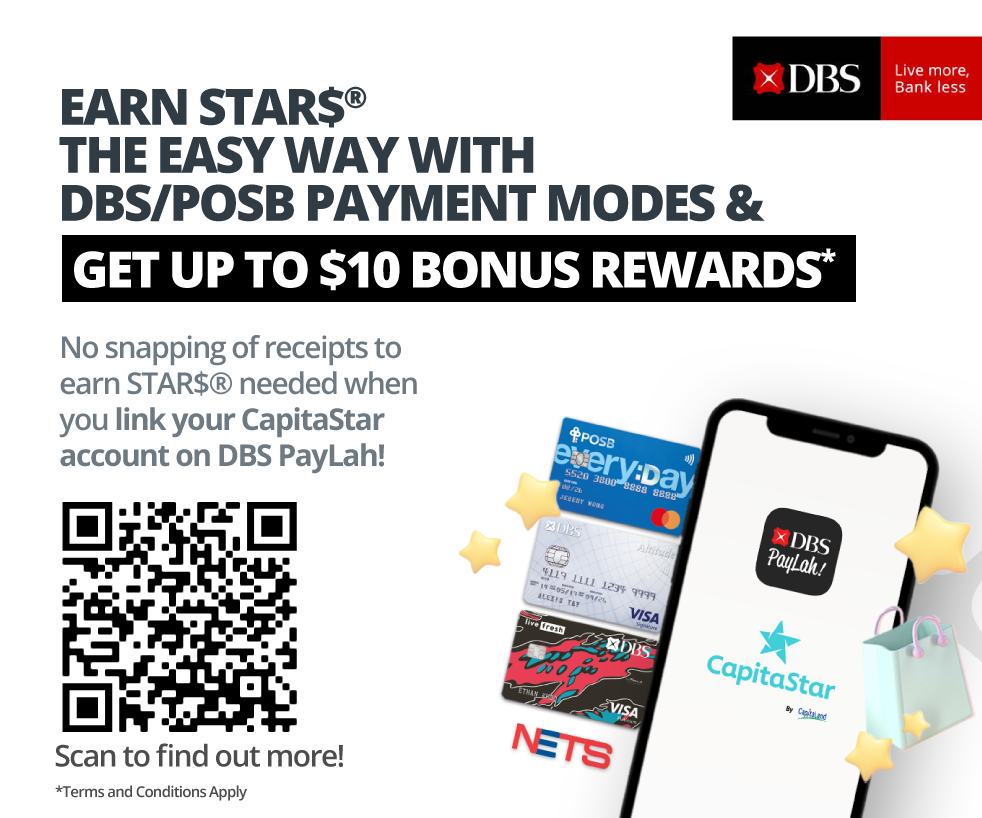 Earn Instant Cashback with CapitaStar & DBS/POSB Cards
