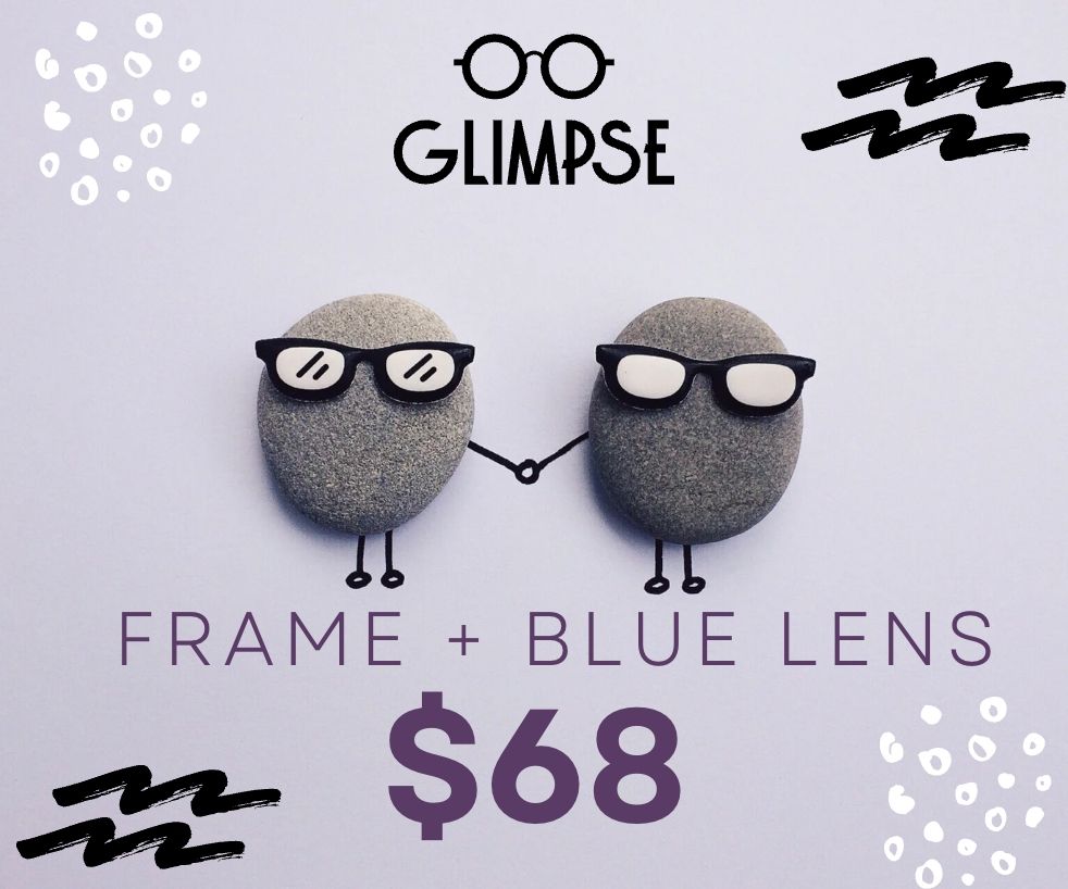 Snag a frame with blue lens for $68 at Glimpse!