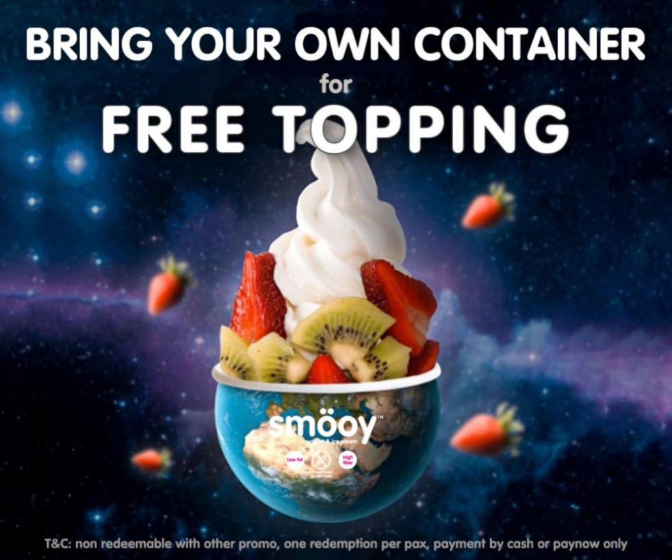 Bring your own container and get a free topping!