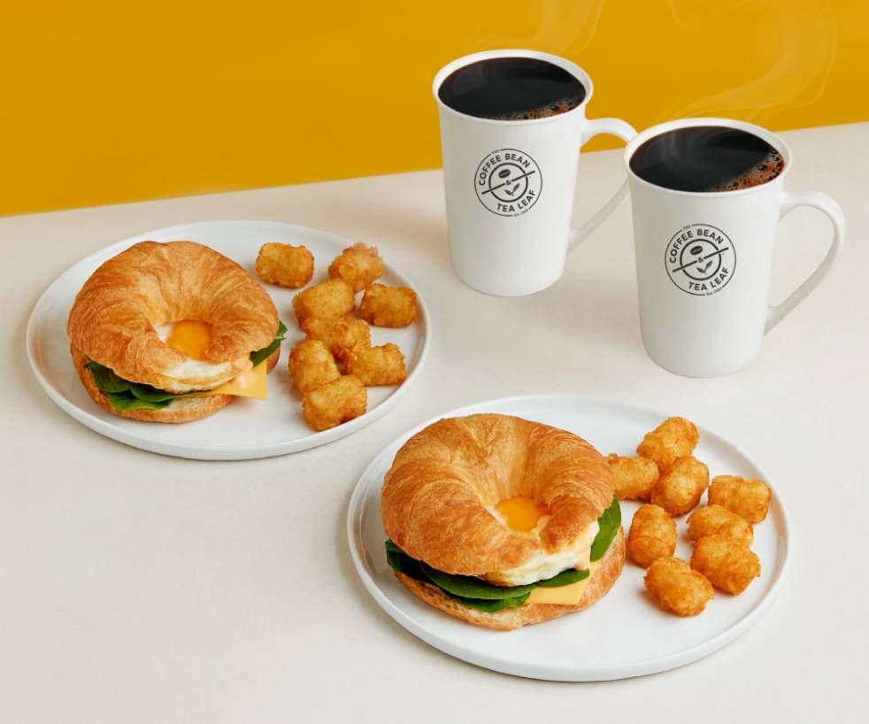 The Coffee Bean & Tea Leaf - Egg & Cheese Croissant Sandwich Breakfast Set at $8 each