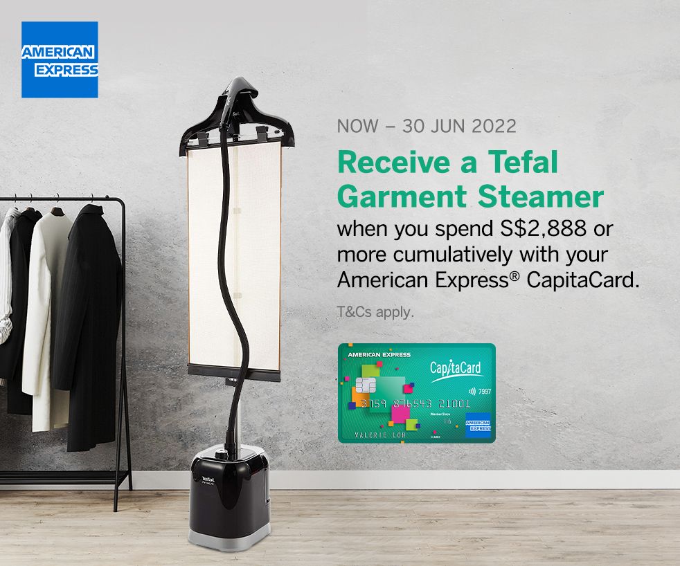  Spend on your CapitaCard & Redeem a Tefal Garment Steamer