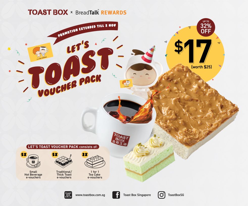 Toast Box - Let’s Toast! Voucher Pack @ $17 [PROMOTION EXTENDED!]