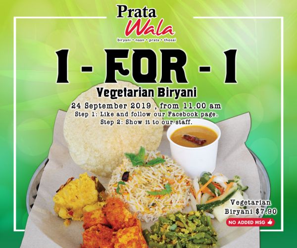1 For 1 Vegetarian Biryani Prata Wala Re Opening On 22 Jun 2020