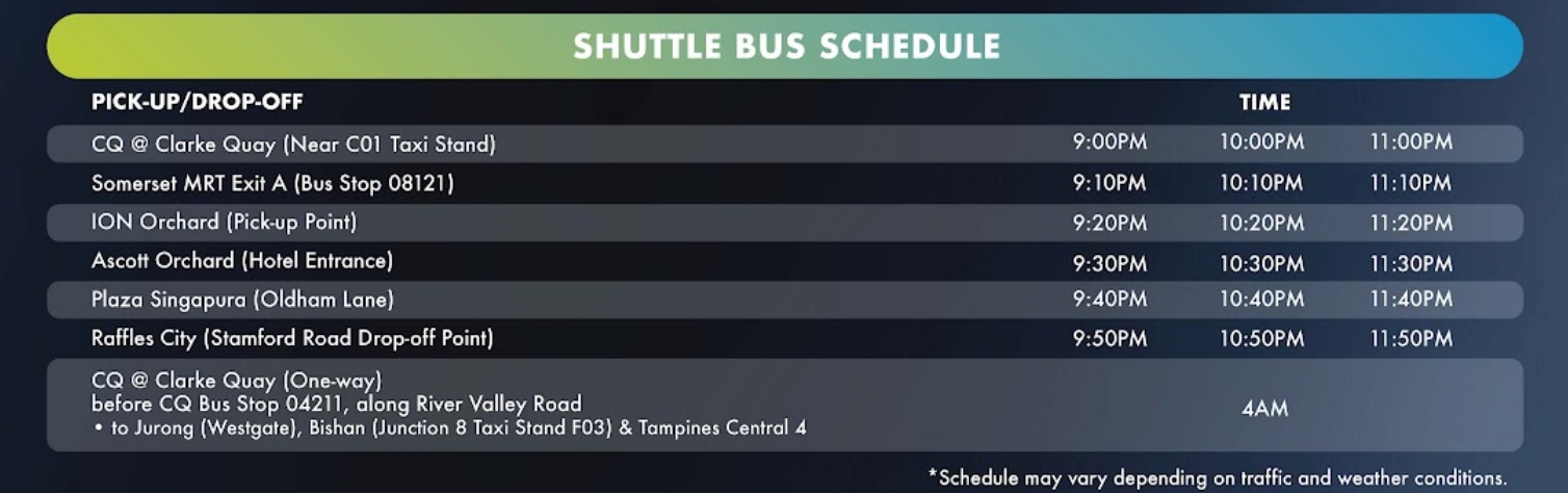 cq night shuttle schedule